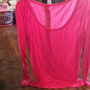 American Eagle Outfitters Fuchsia Long Sleeve Tee
